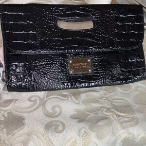 Nine West Black Croc-Embossed Wristlet